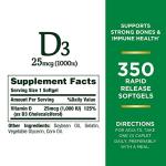 Nature's Bounty Vitamin D3 Softgels for Immune Support