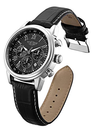 Invicta Men's Black Leather Chronograph Dress Watch