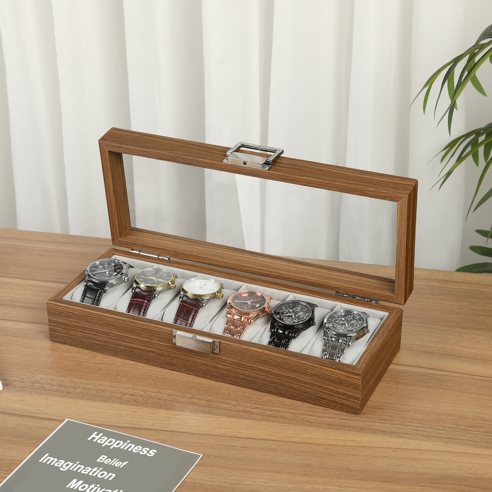 Men's 6-Slot Wood Watch Display Case