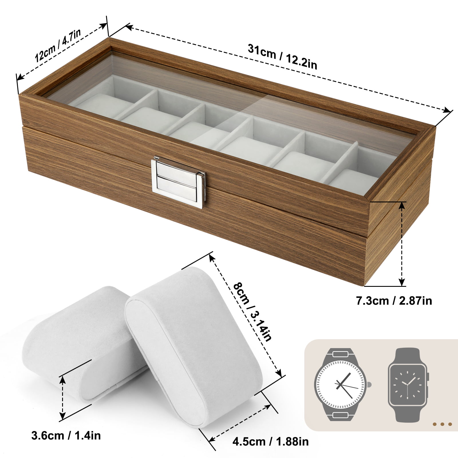 Men's 6-Slot Wood Watch Display Case