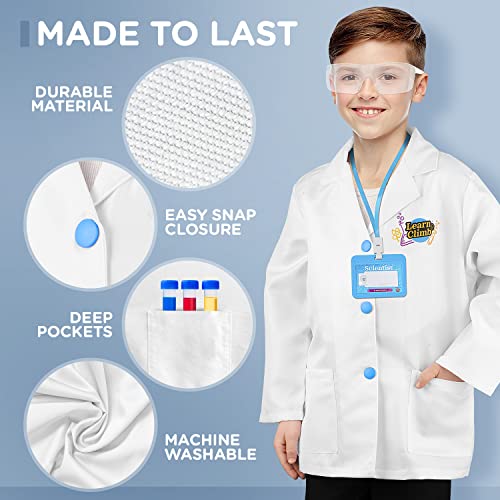 Kids Scientist Lab Coat Costume Set - Goggles & ID
