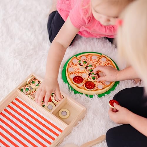Wooden Pizza Play Food Set - 36 Toppings