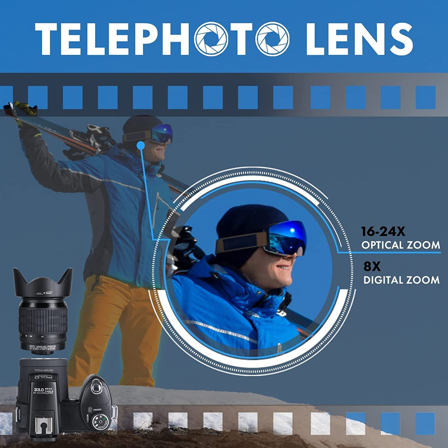 33MP 4K DSLR Camera with Lenses