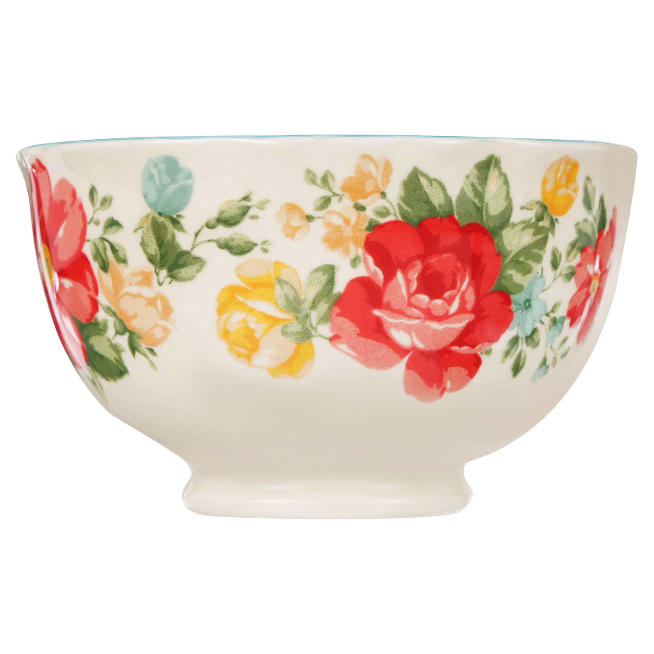 Vintage Floral 4-Piece Footed Bowl Set