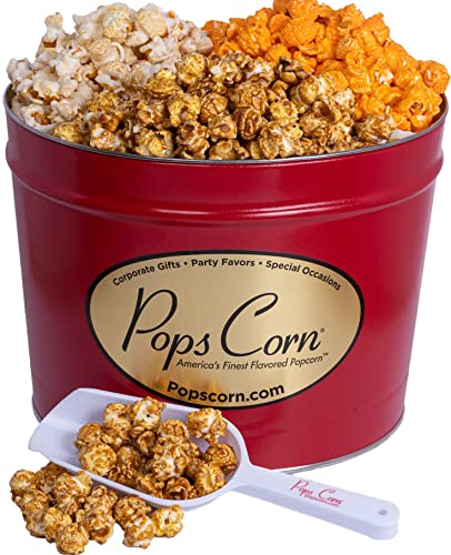 Gourmet Popcorn Tin Trio: Caramel, Cheese, Kettle Corn