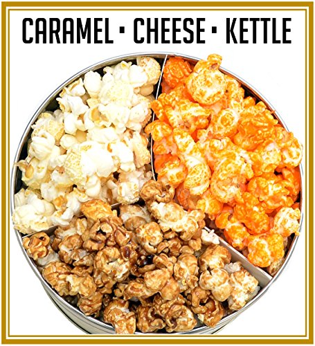 Gourmet Popcorn Tin Trio: Caramel, Cheese, Kettle Corn