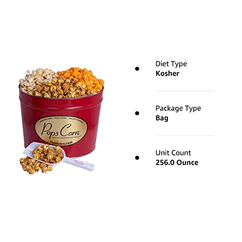 Gourmet Popcorn Tin Trio: Caramel, Cheese, Kettle Corn