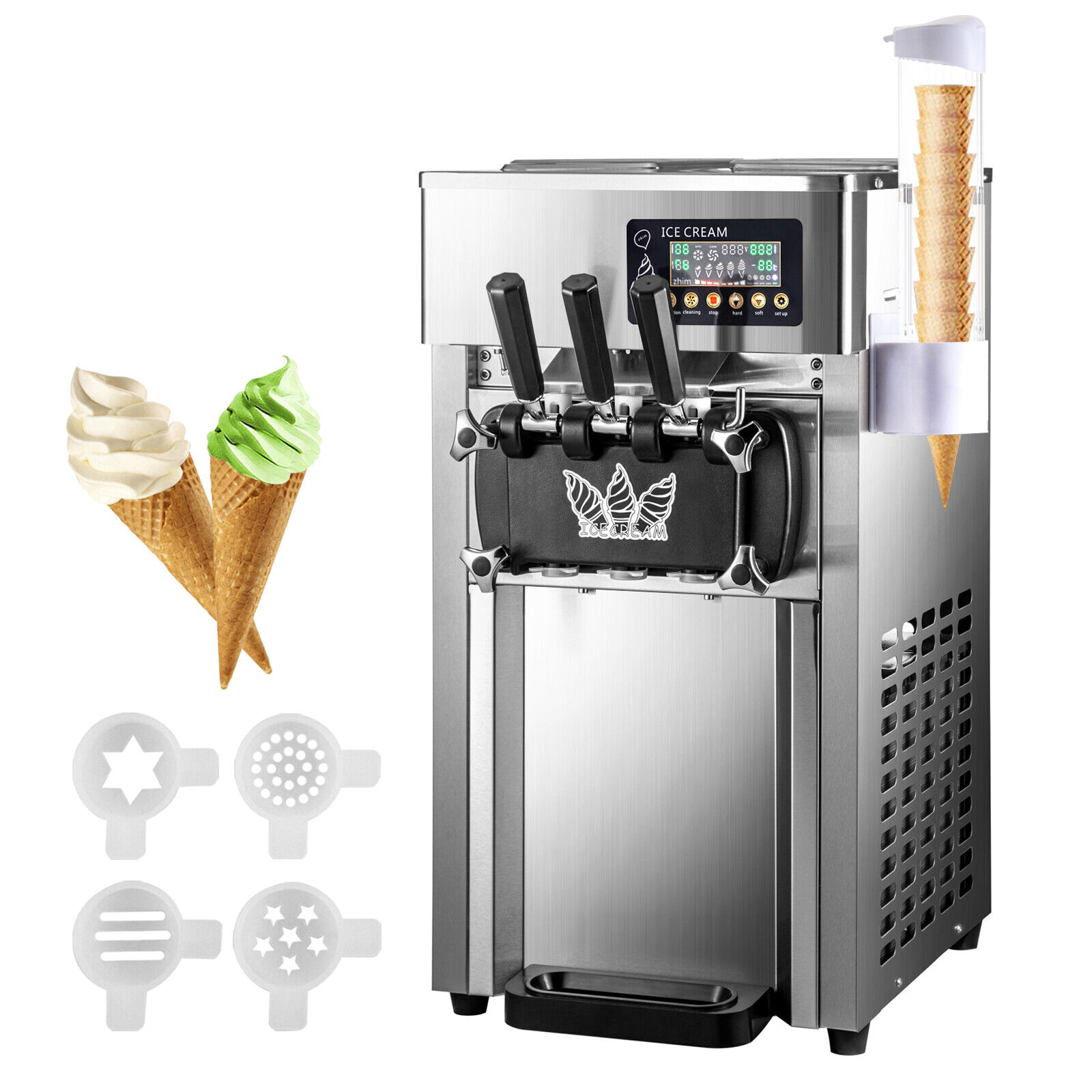 Commercial 3-Flavor Soft Serve Ice Cream Maker