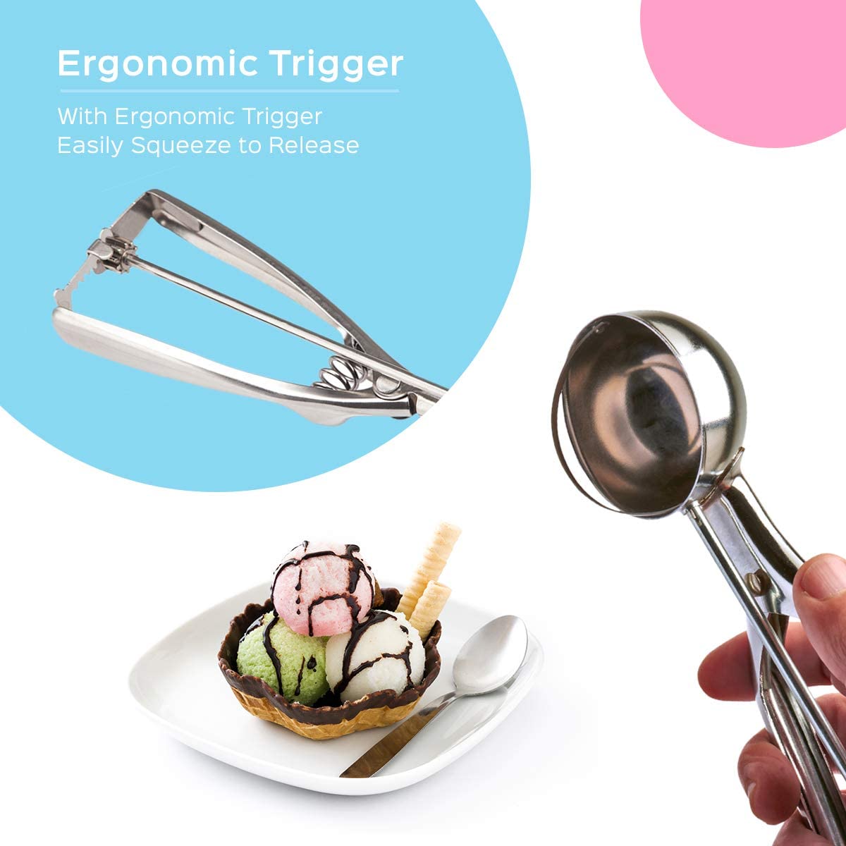 Stainless Steel Ice Cream Scoop with Trigger