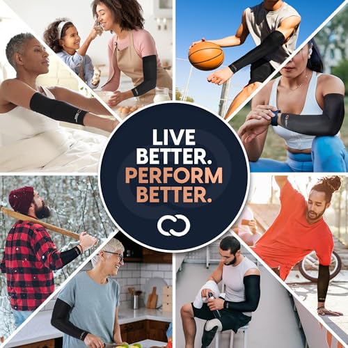 Black Copper Compression Full Arm Sleeve for Fitness