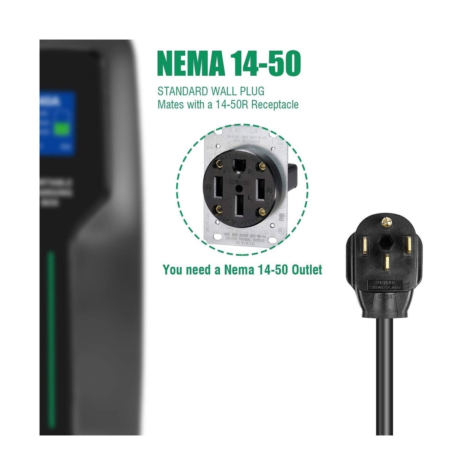 Portable Level 2 EV Charger, 32A/220V - 25ft. Cable