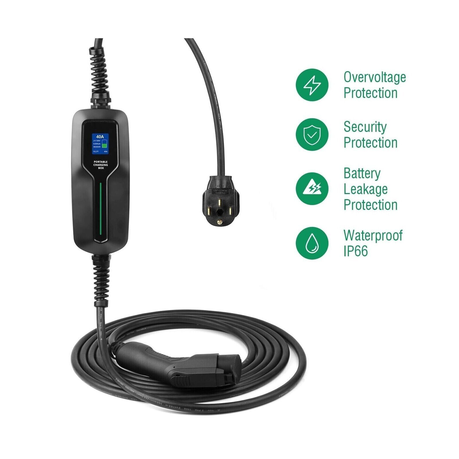 Portable Level 2 EV Charger, 32A/220V - 25ft. Cable