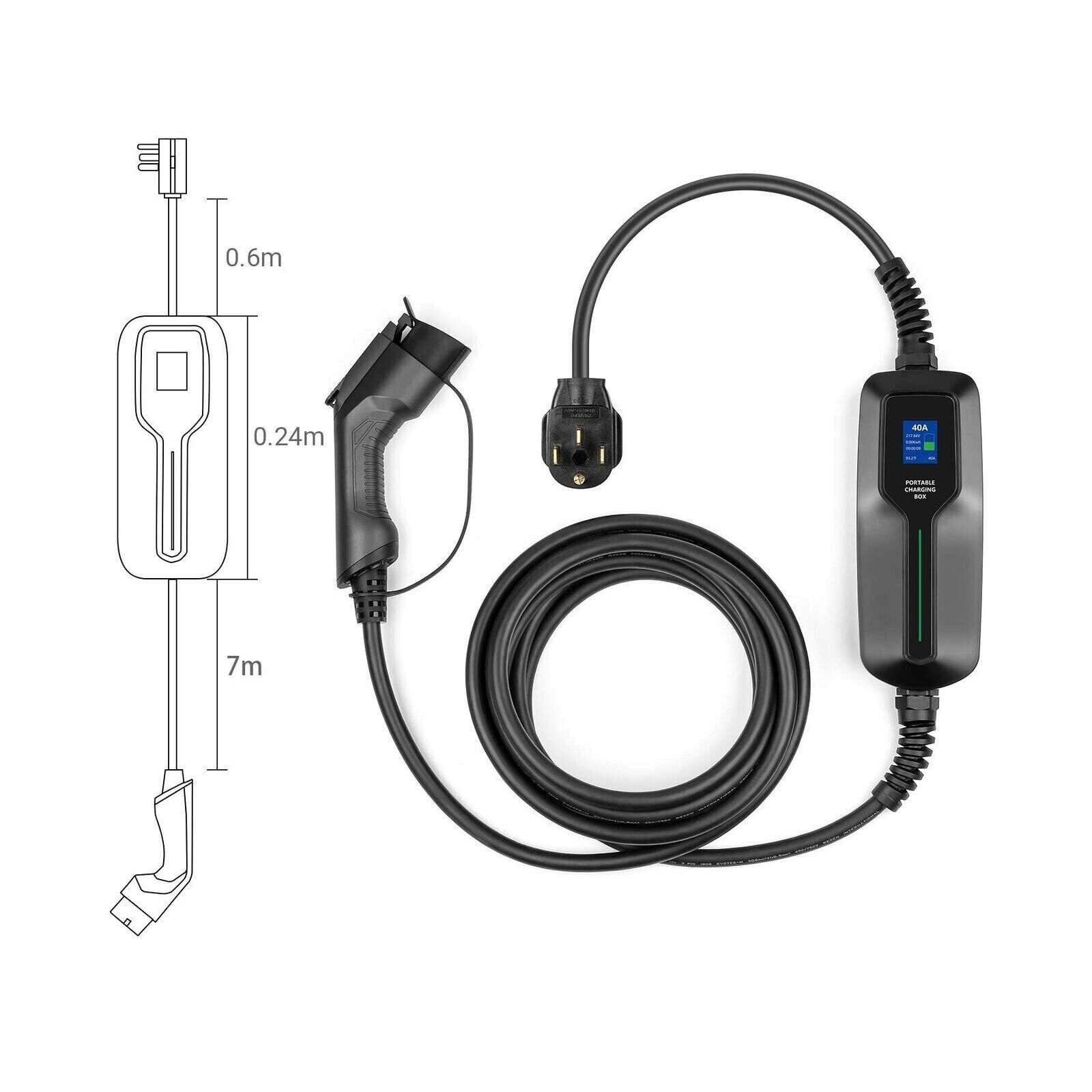 Portable Level 2 EV Charger, 32A/220V - 25ft. Cable
