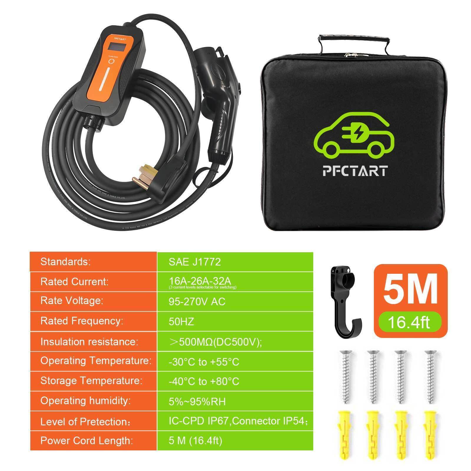 PFCTART Level 2 EV Charger 32A NEMA 14-50
