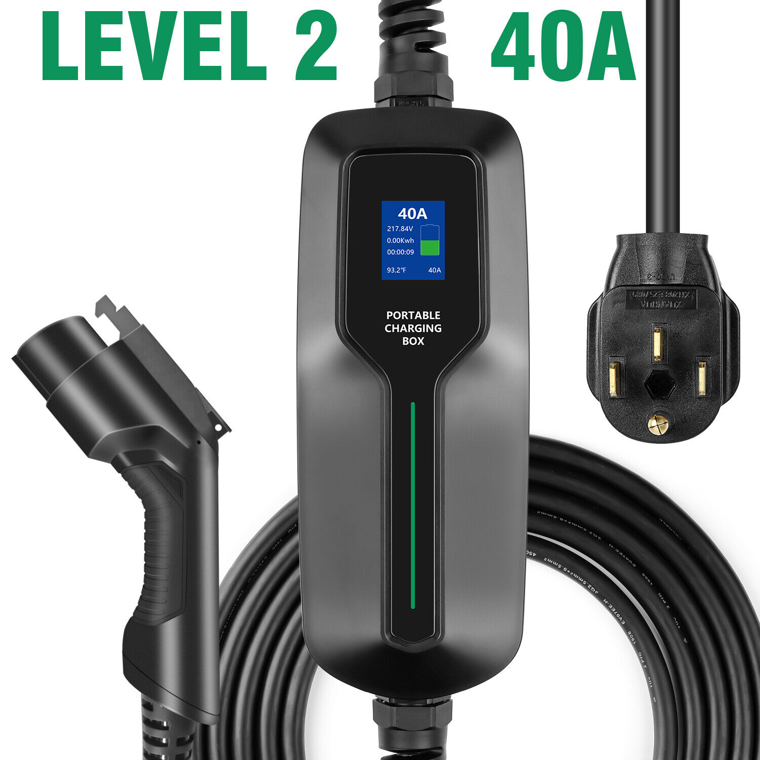 Portable Level 2 Electric Car Fast Charger 40A