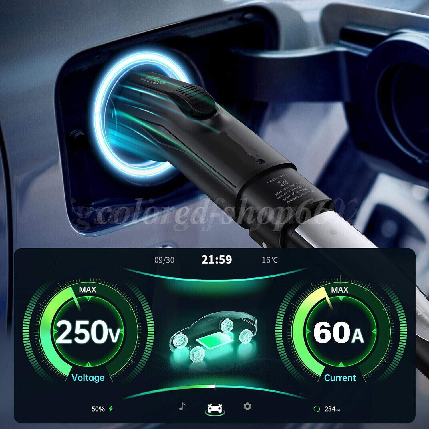Tesla to J1772 Adapter 60A 250V EV Charger