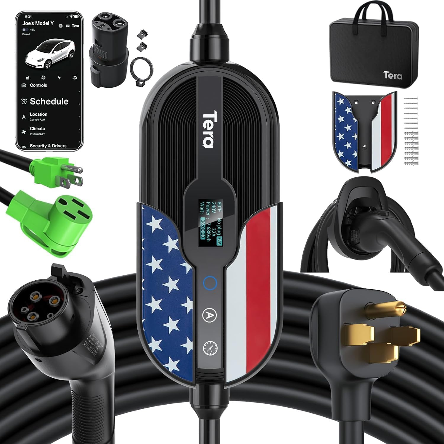 Portable Electric Vehicle Charger for Tesla & J1772