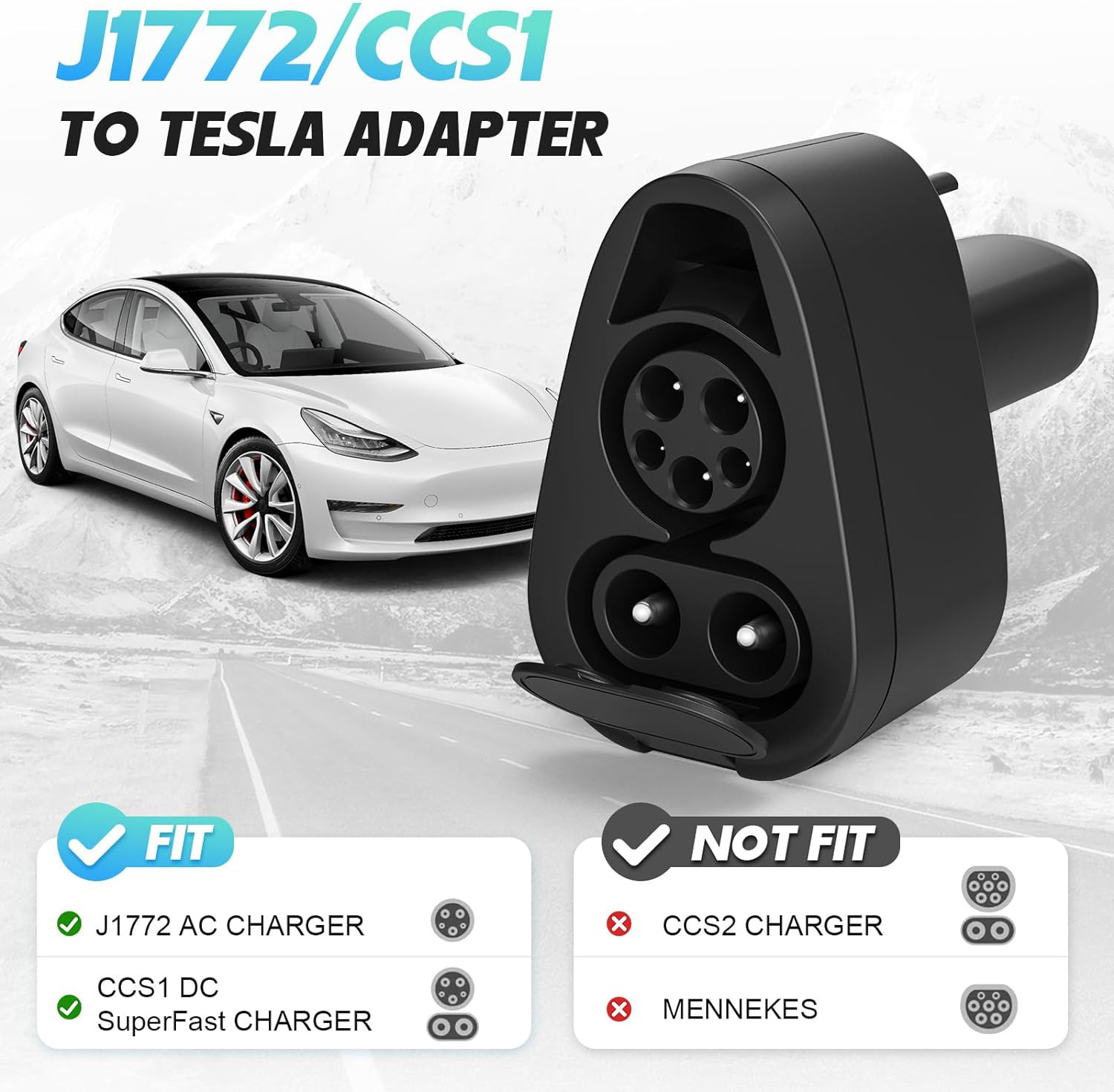 2023 Tesla EV Charger, CCS1 & J1772 Adapter