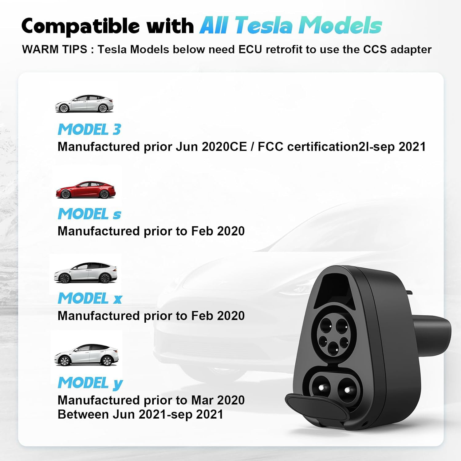 2023 Tesla EV Charger, CCS1 & J1772 Adapter
