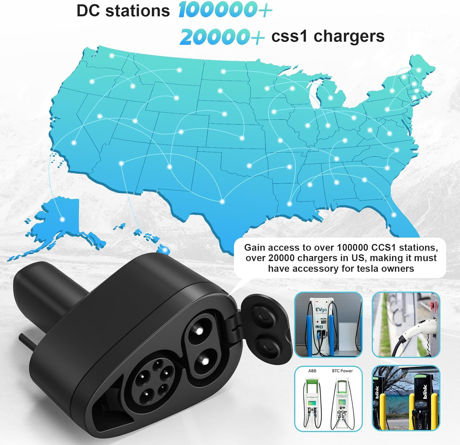 2023 Tesla EV Charger, CCS1 & J1772 Adapter