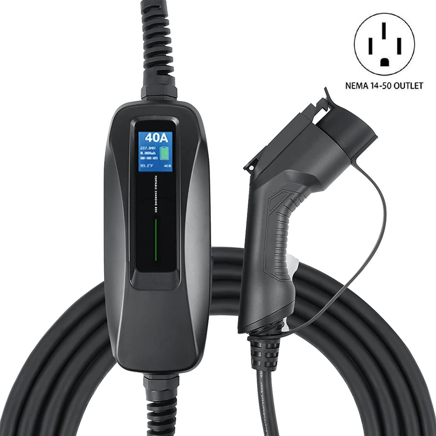Portable Type1 EV Fast Charger 7.6KW 16/24/32/40A Cable