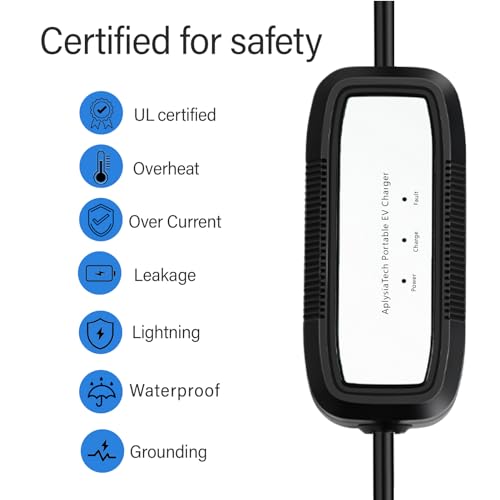 AplysiaTech Portable 15Amp EV Charger with 21Ft Cord