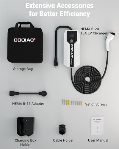 Portable Level 1+2 EV Charger - ETL Certified, 16A