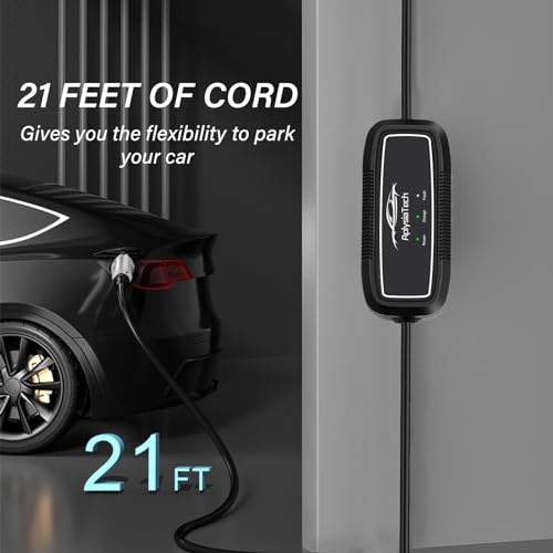 Portable Level 1+2 EV Charger with 21 ft Cable