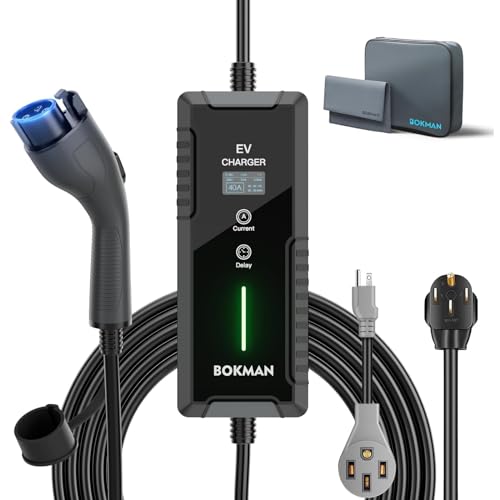 bokman Portable Level 1&2 EV Charger (240V,40A) Adjustable