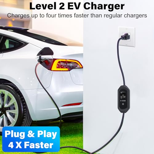 Portable EV Charger, NEMA 6-20 Plug, 110-240V