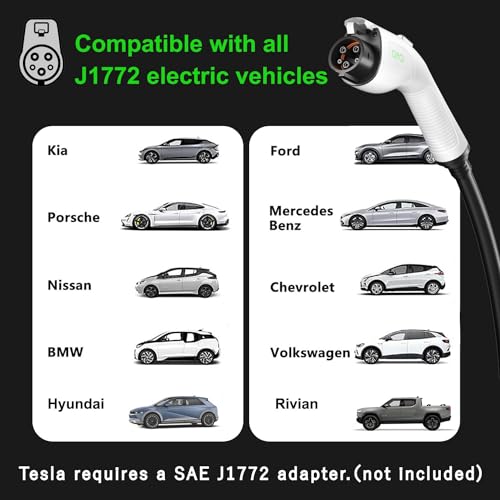 Portable Level 1-2 EV Charger with 21 FT Cable