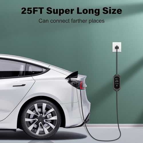 Portable EV Charger, NEMA 6-20 Plug, 110-240V