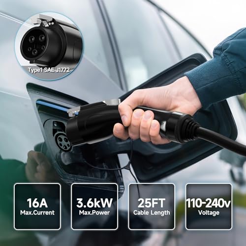 Portable 16Amp Level 1 EV Charger with Extension