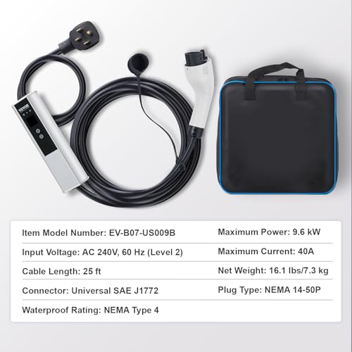 Portable Level 2 EV Charger with 40A Voltage