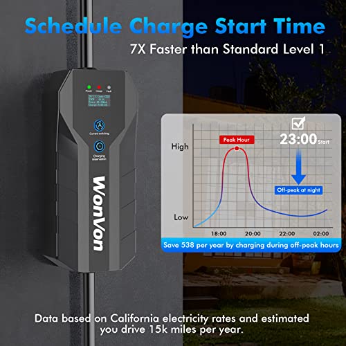 WonVon 32A Level 2 Portable EV Charger