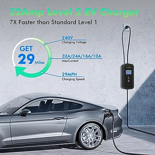 Adjustable 240V EV Charger with 23 Ft Cable