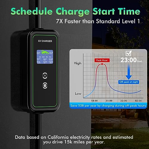 Adjustable 240V EV Charger with 23 Ft Cable