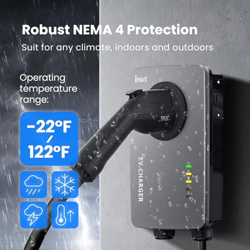 48A Level 2 EV Charger, WiFi Enabled, Indoor/Outdoor