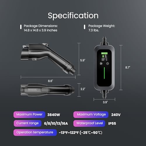 Portable 16Amp EV Charger with Smart Screen