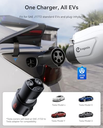 Ecogenix Carbon Fiber Level 1&2 EV Charger for Tesla/J1772, Portable 16Amp