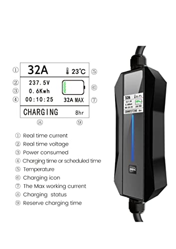Adjustable Smart EV Charger with Portable 16ft Cable