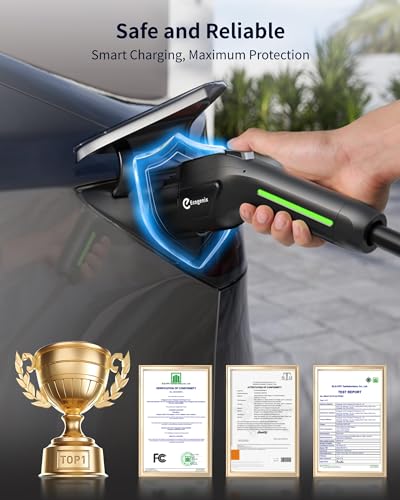 Ecogenix Carbon Fiber Level 1&2 EV Charger for Tesla/J1772, Portable 16Amp