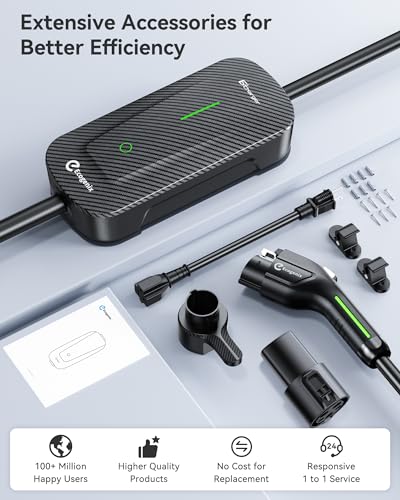 Ecogenix Carbon Fiber Level 1&2 EV Charger for Tesla/J1772, Portable 16Amp