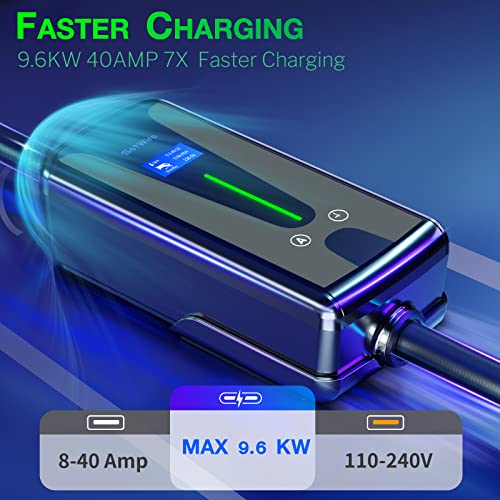 Smart WiFi EV Charger, Level 2, Wall/Portable, 40A