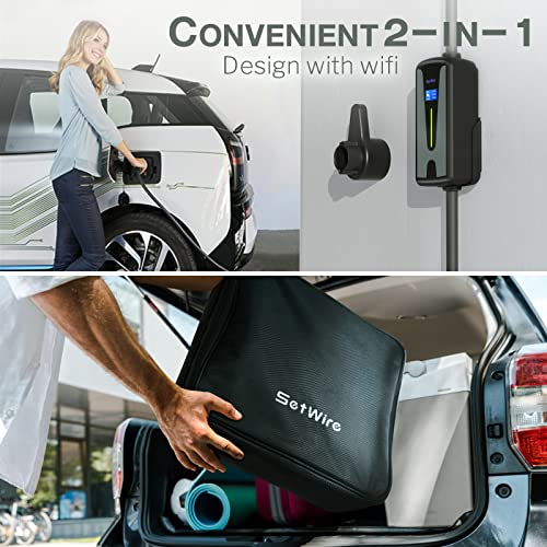 Smart WiFi EV Charger, Level 2, Wall/Portable, 40A