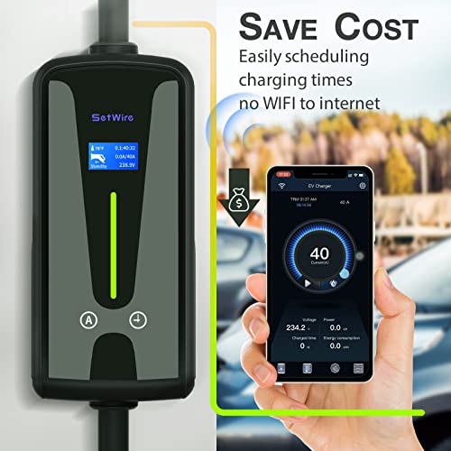 Smart WiFi EV Charger, Level 2, Wall/Portable, 40A
