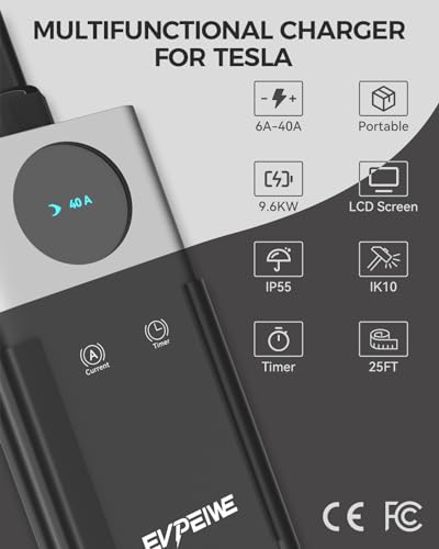 Portable 25ft Level 1 EV Charger for Tesla