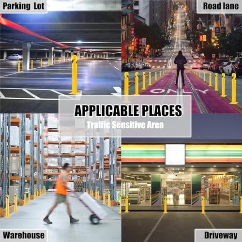 Yellow Parking Bollard Post｜52'' H 4.5'' D Steel