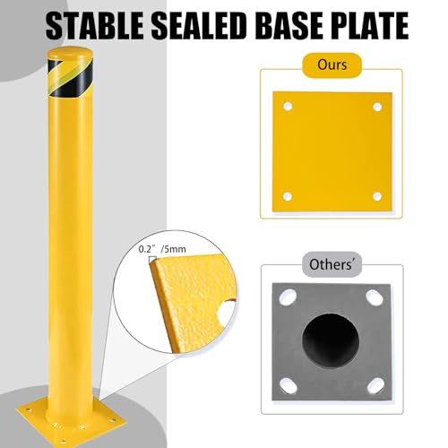 Yellow Parking Bollard Post｜52'' H 4.5'' D Steel