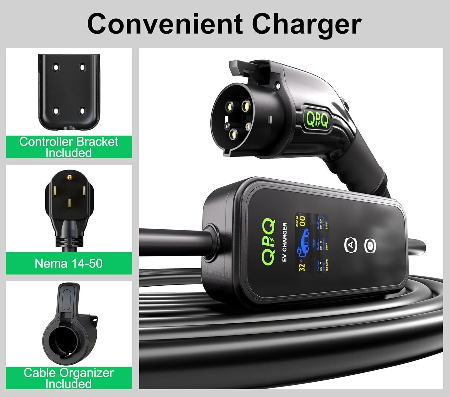 Portable Level 2 EV Charger 32Amp 110V-240V
